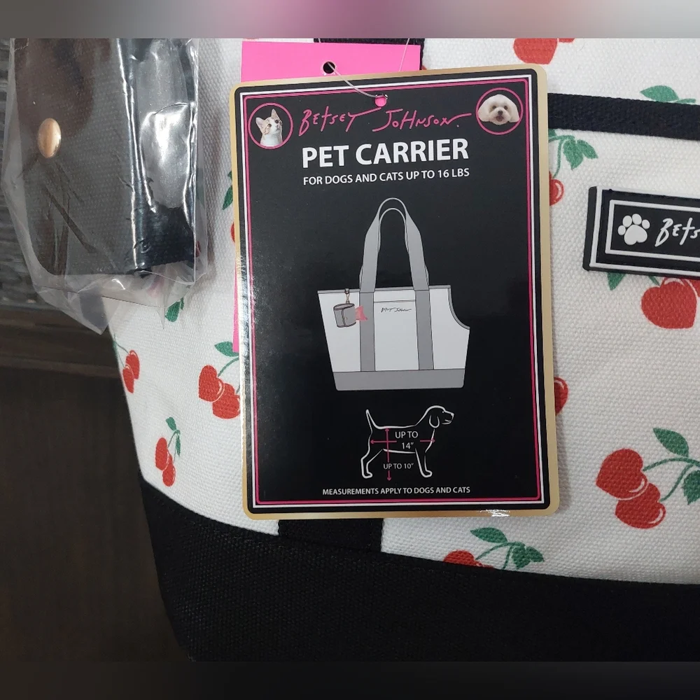 Betsey Johnson Cherry Heart Pet Tote Bag Carrier NWT